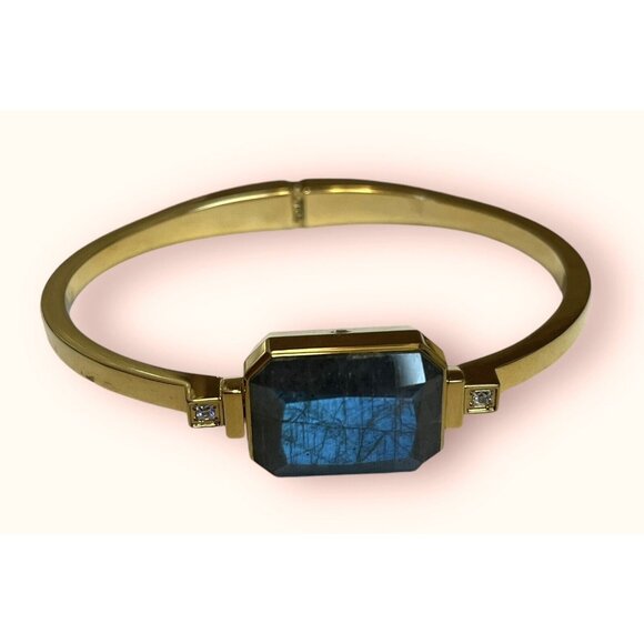 Ringly ~ RARE Luxury Bracelet Labradorite And CZ Stones Gold Tone - Picture 5 of 6